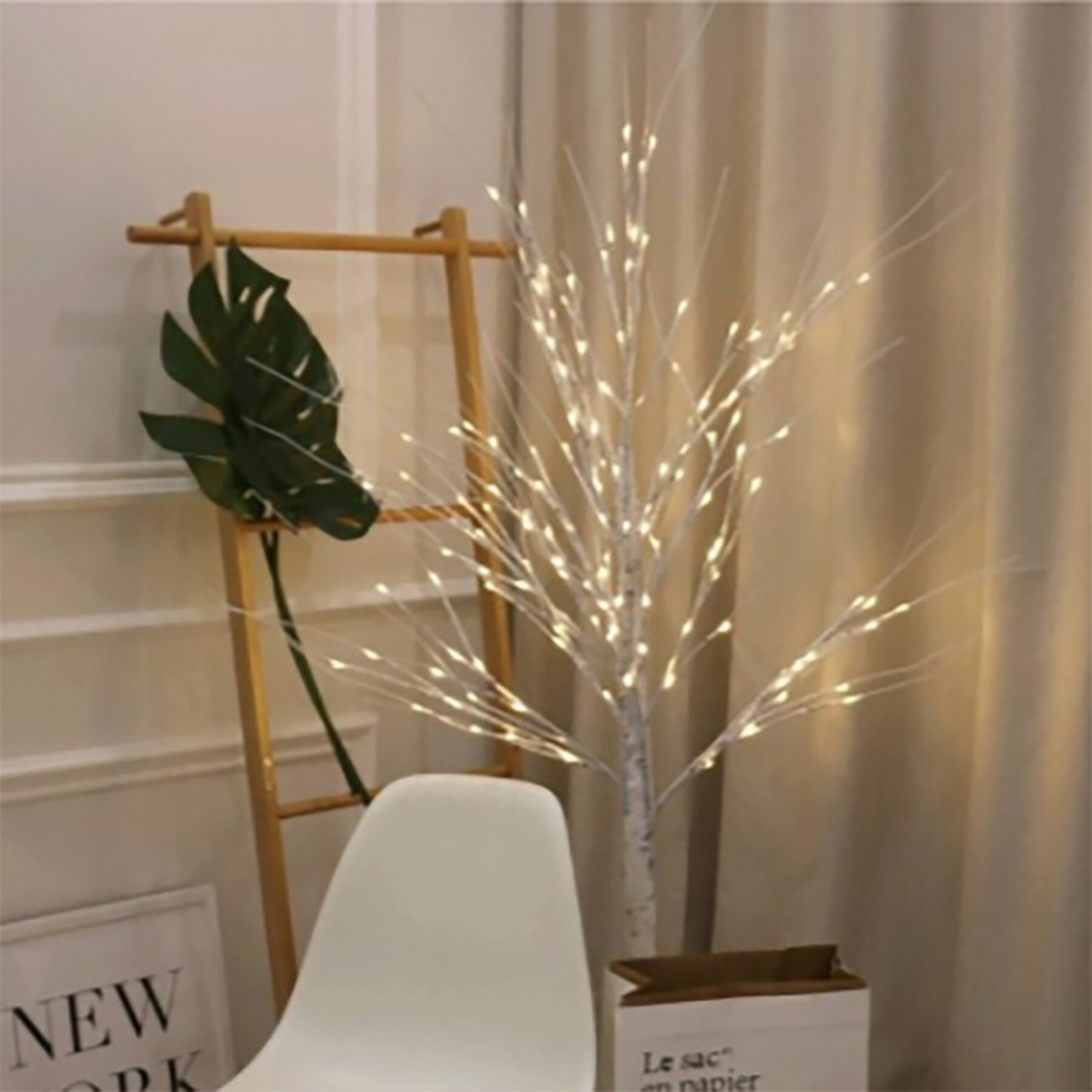USB 나무등 무드등 장스탠드 1.8M 자작나무 LED 크리스마스장식소품 트리무드등 나무장